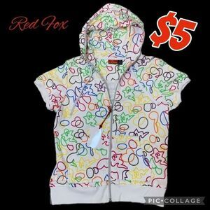 $5 ADD ON ITEM/NWT Red Fox short sleeve zip hoodie with pocket